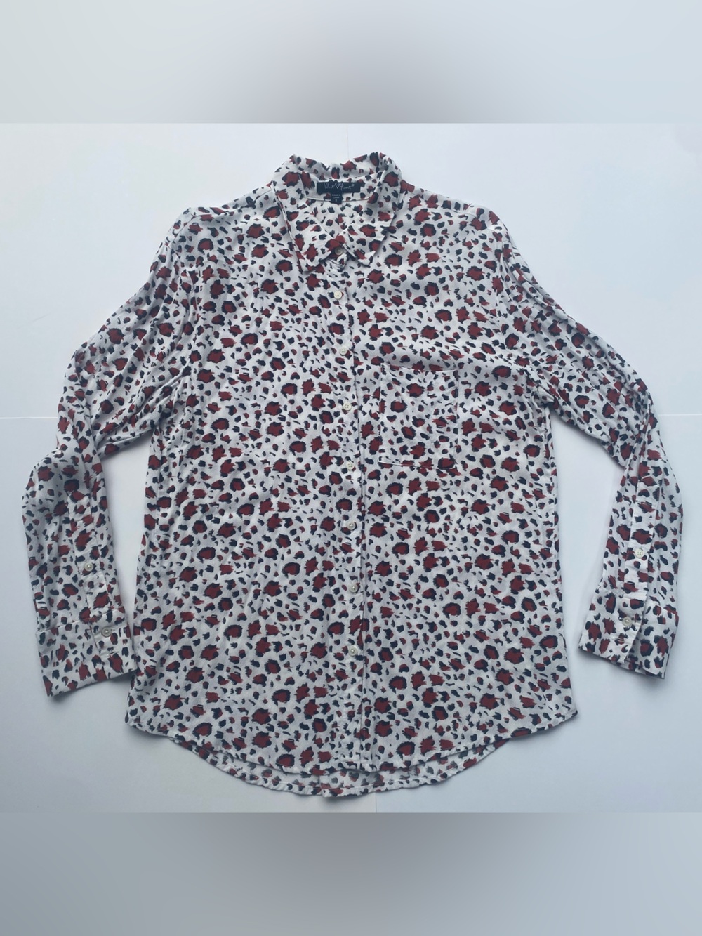 Size Small Velvet Heart Cream-White Blouse with Red & Black Spot Print